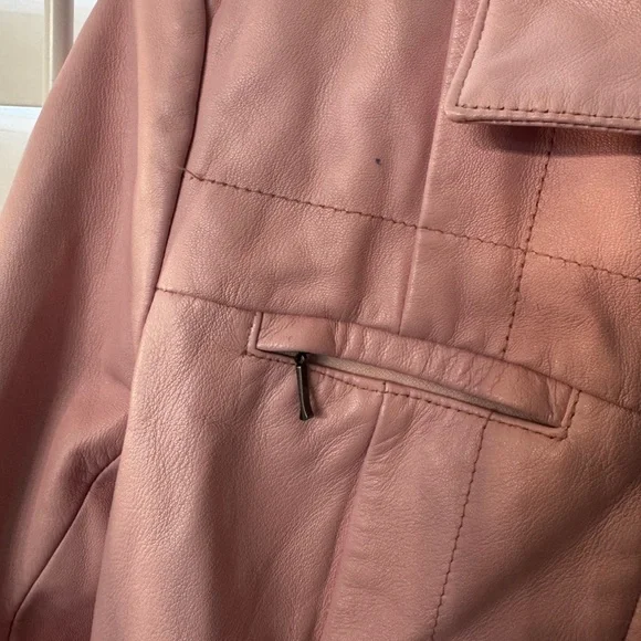 Alfani Blush Pink Leather Zip-Front Jacket Y2K Piece - Picture 4 of 13